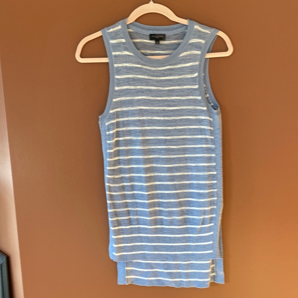 The Limited petite ladies tunic with blue and white stripes. Size small.
